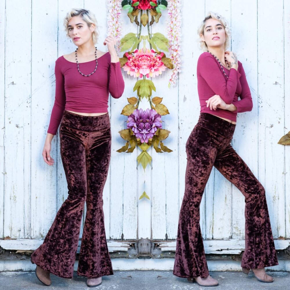 Chocolate Crush Velvet Bell Bottoms - Warrior Within Designs